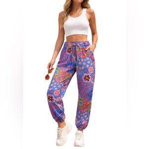 Alden Adair Colorful Floral Jogger Pants Size S NWOT